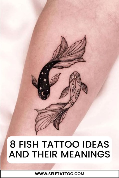 Dive into the symbolism of fish tattoos with our collection of ideas and meanings. Explore small and simple designs, including Japanese koi and Pisces-inspired ink perfect for women. Delve into our article for insights on fine line koi tattoos and discover the beauty of yin yang koi designs. Coy Fish Tattoo Meaning, Koi Tattoo Meaning, Simple Yin Yang Tattoo, Fish Tatoos Woman, Yin Yang Tattoos For Women, Dive Tattoo Ideas, Fish Tattoos Women, Pretty Fish Tattoo, Pisces Fine Line Tattoo