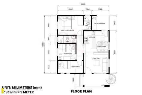 The house has Total Floor Area: 80 sqm Spaces Terrace Living Area Kitchen Dining Area -3 bedrooms (1 master bedroom) 2 Toilet and Bath Laundry Area Roof 80 Sqm House Design, House Design With Roof Deck, 3 Bedroom Home Floor Plans, Bungalow House Floor Plans, Vacation House Plans, Modern Bungalow House Design, One Storey House, Bungalow Floor Plans, 2 Storey House Design