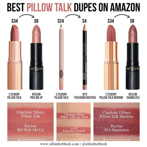 Best Pillow Talk Dupes Available on Amazon - All In The Blush Pillow Talk Lipstick, Buy Makeup, Best Drugstore Makeup, Smink Inspiration, Makijaż Smokey Eye, Makeup Obsession, Beauty Makeup Tips, Drugstore Makeup, Makeup Fashion