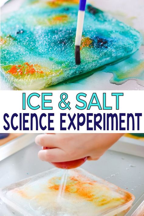 This colorful STEAM activity is perfect for any time of the year! Kids will learn how salt can melt ice with this fun science experiment. Vetenskapliga Experiment, Soap Foam, Steam Activity, Science For Toddlers, Science Week, Gratis Printables, Science Experiments For Preschoolers, Surface Tension, Kid Experiments