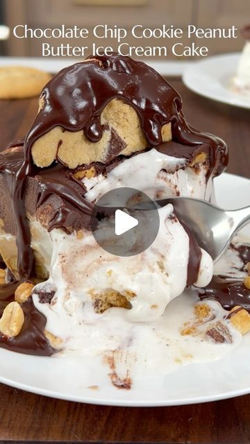 Danielle Cochran | THESALTYCOOKER®️ on Instagram: "@TheSaltyCooker Chocolate Chip Cookie Peanut Butter Ice Cream Cake  Comment “ICE CREAM” below & I’ll DM you the recipe   What ice cream dessert should we make next? The fudge that goes on this ice cream cake is so easy & crazy delicious! It can we warmed up to top ice cream too. For the cookies you can use your favorite whether homemade or store bought. And the ice cream, use your fave. I used @breyers  Let me know if you make this. Enjoy!  Recipe: https://thesaltycooker.com/dairy-free-cookie-peanut-butter-ice-cream-pie/  #icecreamcake #chocolatelover #icecream #peanutbutterlover #chocolatechipcookies #nobake #easyrecipes #dessertlover #homemade #satisfying" Icecreamcake Homemade, Peanut Butter Ice Cream Cake, Cookie Peanut Butter, Butter Ice Cream, Dairy Free Cookies, Peanut Butter Ice Cream, Cream Cakes, Ice Cream Pies, Peanut Butter Lovers