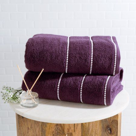 Enjoy luxurious softness and maximum absorbency with the Somerset Home Quick Dry Zero Twist Collection. The unique fine yarn zero twist design offers a quick dry method to reduce time in the dryer and save energy, while also remaining light weight and comfortable. This towel set provides a luxurious bathroom experience and the stylish, yet subtle trendy pin stitch design adds a touch of elegance to any decor. Size: 34\ x 68\. Color: Purple. Material: cotton. Purple Bath Towels, Purple Bath, Windsor Homes, Bath Towels Luxury, Bathroom Pictures, Luxury Towels, Cotton Bath Towels, Bath Sheets, Fine Yarn