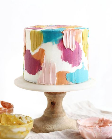 Sugar & Sparrow's Best of 2020 - Sugar & Sparrow Painted Buttercream Cake, Caramel Buttercream Recipe, Thought Painting, Lucky Charms Cake, Vegan Vanilla Cake, Heart Shaped Cake, Watercolor Cake, Shaped Cake, Heart Shaped Cakes