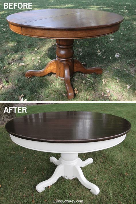 This is gorgeous! You are going to love this rustic farmhouse kitchen table makeover! I have an old round table at my house and I can't wait to give this project a try! If your inner Joanna Gaines is looking for a DIY project you have give this a try! #DIY #farmhousetable #farmhousekitchentable #kitchentable #rusticfarmhousetable #roundrustictable Round Farmhouse Table, Redoing Furniture, Colonial Beach, Kitchen Table Makeover, Rustic Farmhouse Table, Rustic Ideas, Old Table, Vintage Buffet, Farmhouse Kitchen Tables