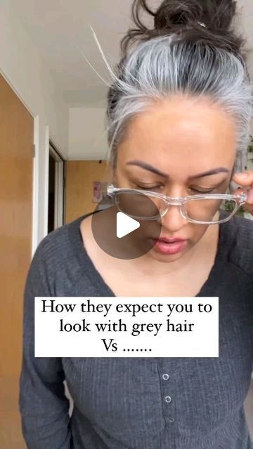 Silver people 👩‍🦳 on Instagram: "And because I have grey hair; of course I struggled to walk in these heels   . Reposted from @thegreyindian . . . . . . . . . . . . . . . . #thegreyindian #silversisters  #silversistersinternational #silversisters2020 #saltandpepperhair #greyhairdontcare #greyhairmovement #greyhairtransition #greyhaircolour #greyhairjourney #grombre #greyhairmodel #proagerevolution #proagewoman #proageing" Grown Out Grey Hair, Grey Hair Outfits, Salt And Pepper Hair Women, Grey Transition, Lowlights For Grey Hair, Grey Hair Makeup Looks, Grey Hair Young Women, Growing Out Grey Hair, Grey Hair With Lowlights