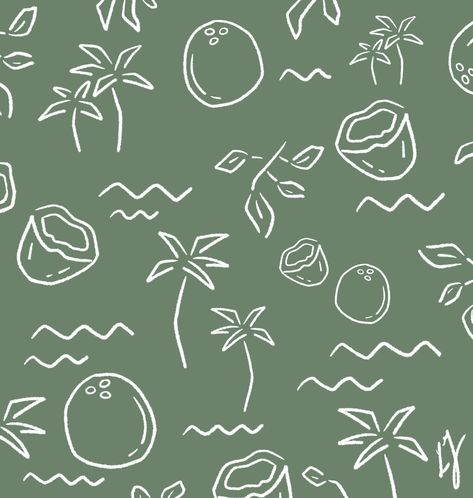 Green Coconut Aesthetic, Tropical Coconut Aesthetic, Coconut Background Wallpapers, Tropical Background Aesthetic, Simple Green Aesthetic, Palm Tree Print Pattern, Coconut Background, Coconut Wallpaper, Tropical Pattern Design