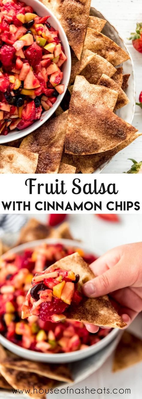 Sweet Fruit Dip, Fruit Salsa With Baked Cinnamon Chips, Easy Fruit Salsa, Appetizer Summer, Cinnamon Chip Recipes, Fruit Salsa Recipe, Summer Desserts Easy Healthy, Sweet Appetizer, Salsa Ingredients