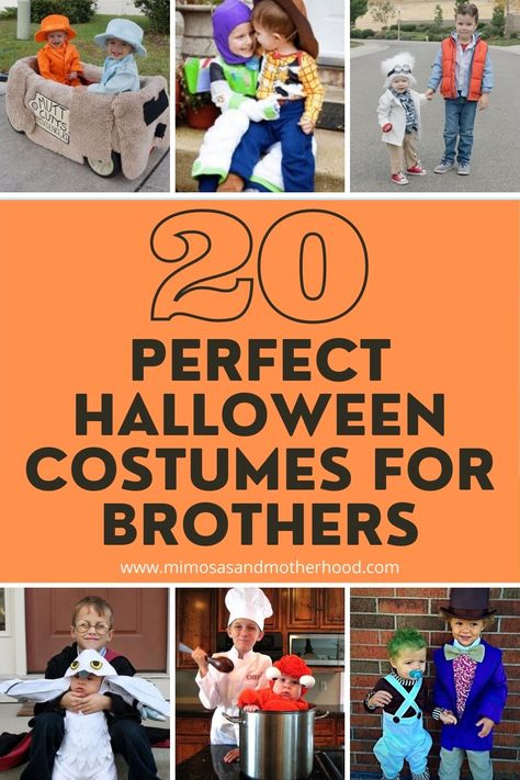 20 Halloween Costumes for Brothers ⋆ Mimosas and Motherhood Costumes For Brothers, Sibling Halloween Costumes Boys, Halloween Costumes For Brothers, Brother Sister Halloween, Brother Halloween Costumes, Brother Sister Halloween Costumes, Sister Halloween Costumes, Toddler Boy Costumes, Sibling Halloween Costumes