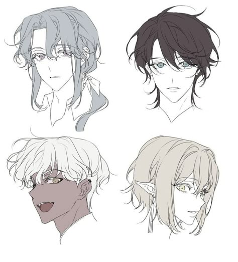 Hair For Men, Pelo Anime, Drawing Hair Tutorial, Manga Hair, 얼굴 드로잉, Hair Sketch, Guy Drawing, Anime Hair, Hair Reference