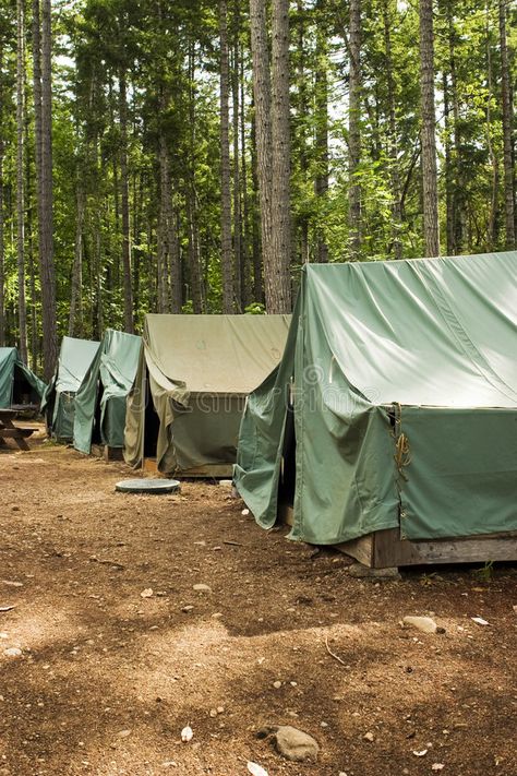 Tents At Summer Camp. A group of five tents in a clearing. This campsite is part , #Aff, #group, #tents, #clearing, #Tents, #Summer #ad Boy Scout Camping, Tenda Camping, Wall Tent, Church Youth, Camping Photography, Camping Aesthetic, Scout Camping, Canvas Tent, Hampi