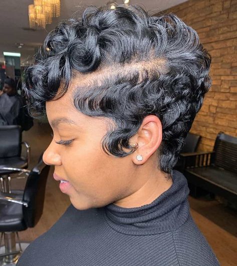 30 Pixie Cut Hairstyles for Black Women | Black Beauty Bombshells Girls Pixie Cut, Short Haircuts Black Hair, Women Pixie Haircut, Finger Waves Short Hair, Women Pixie Cut, Black Women Short Hairstyles, Black Hair Short Cuts, Curly Pixie Cuts, Natural Hair Short Cuts