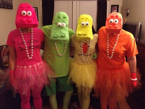 Unique Group Costume Ideas for 2015: The Ultimate Guide Crazy Group Costumes, Tutus, Hungry Hungry Hippo Costume, Unique Group Costume Ideas, Teacher Halloween Costumes Group, 4 People Halloween Costumes, Big Group Halloween Costumes, Hippo Costume, Hungry Hungry Hippos