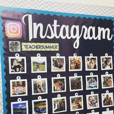 Meet your teacher, Instagram style! #meetyourteacher #meetyourteachernight #backtoschool #teachersummer Instagram Bulletin Board, Staff Bulletin Boards, Meet Your Teacher, Teacher Instagram, Office Bulletin Boards, Teacher Morale, Faculty Meetings, Staff Lounge, Teacher Bulletin Boards