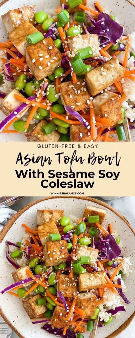 Tofu Asian Bowl, Tofu Rice Salad, Fried Tofu Rice Bowl, Fried Tofu Salad, Thai Tofu Bowl, Tofu Raw Recipes, Asian Salad With Tofu, Fried Tofu Bowl, Tofu Salad Bowl