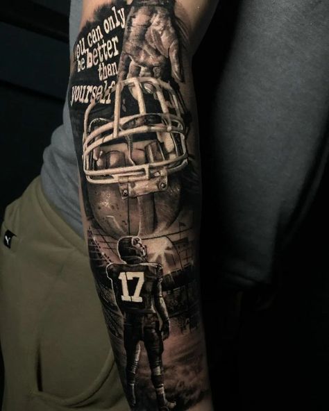 10 Best American Football Tattoo Ideas That Will Blow Your Mind! | Outsons | Men's Fashion Tips And Style Guides Football Tattoo Ideas For Men, Football Tattoo Ideas, American Football Tattoo, Nfl Tattoo, Spring Tattoo, Soccer Tattoos, Dope Wallpaper, Mangas Tattoo, Sport Tattoos