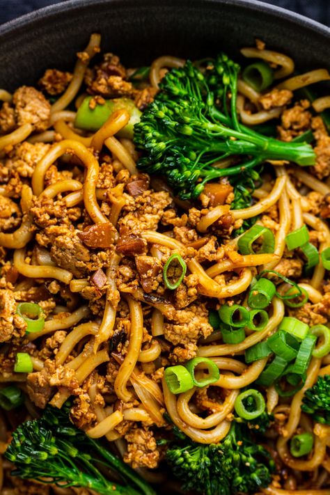 vegan noodles miso mince close Miso Noodles Stir Fry, Miso Noodles, Broccoli Tofu, Week Meals, Konjac Noodles, Tofu Noodles, Lazy Cat Kitchen, Vegan Noodles, Red Miso