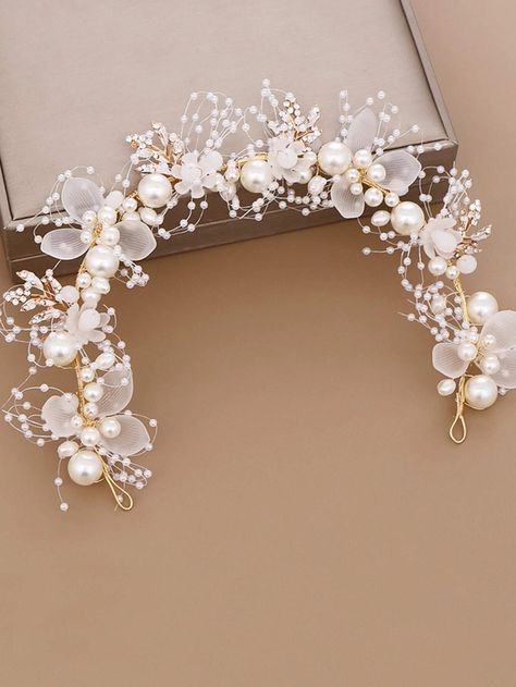 Pearl Headband Wedding, Bridal Hair Bands, Bride Hair Jewelry, Bridal Flower Headband, Handmade Tiaras, Floral Tiara, Wedding Hairband, Flower Tiara, Wedding Hair Headband