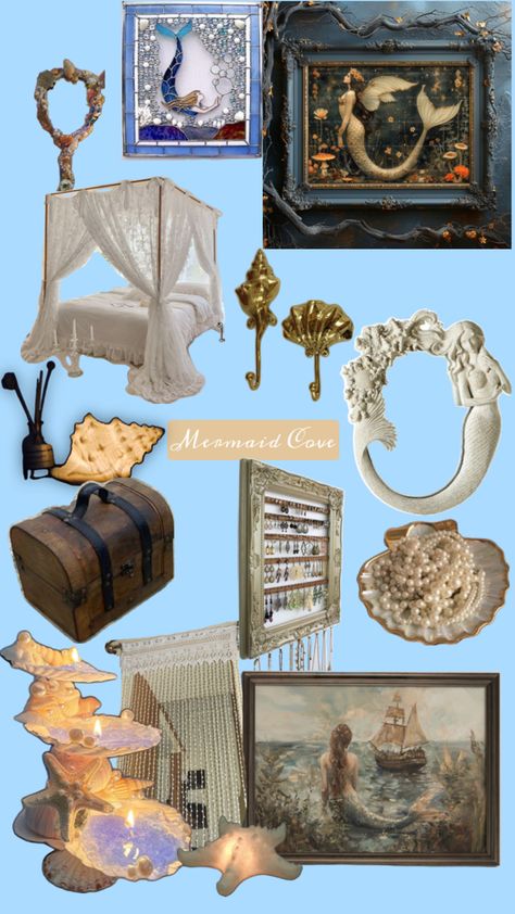 Thrift Decor Ideas, Thrift Decor, Beach House Room, Siren Core, Mermaid Cove, Mermaid Room, Mermaid Core, Thrift Finds, Room Makeover Bedroom