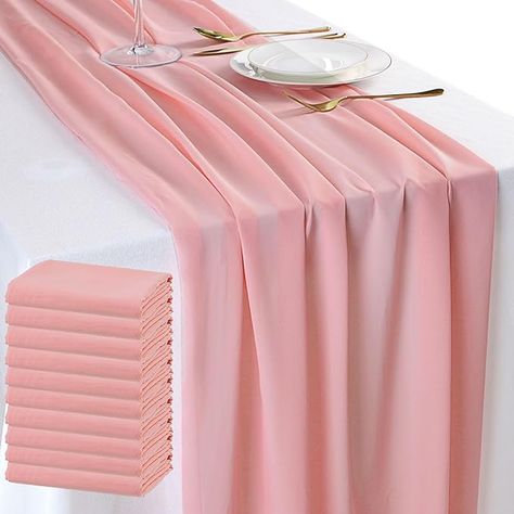 Amazon.com: BESBESME Dusty Rose Chiffon Table Runner Pink,10 PCS Table Runner 10ft Romantic Sheer Table Runner for Wedding Party Bridal Shower Outdoor Decor 28x120 Inch : Home & Kitchen Sheer Table Runner, Chiffon Table Runner, Table Runner For Wedding, Shower Outdoor, White Table Cloth, White Chiffon, Wedding Arch, Chiffon Fabric, Romantic Wedding