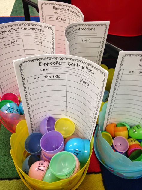 Contraction Activities For 1st Grade, Easter Classroom, Spring Classroom, 2nd Grade Ela, Teaching Ela, 2nd Grade Classroom, Teaching Language Arts, 2nd Grade Reading, Literacy Center