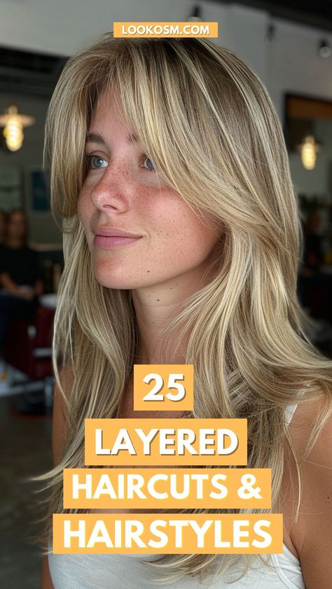 Elevate Your Hair Game with 25 Trendy Layered Haircuts and Hairstyles Trending Haircuts Layers, Haircuts With Dimension, Layers For Long Fine Hair Straight, Hair Medium Long Length, Long Hair With Many Layers, Trendy Women’s Hairstyles, Best Long Hair Haircuts, Layered Angled Haircut, Med Hair Layers