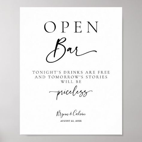 $11.25 | Open Bar Sign Wedding Reception Table Poster B613 #wedding sign, poster, reception, sign, ceremony sign, bar sign, open bar sign, free drinks, open bar, wedding poster Open Bar Wedding, Funny Bar Signs, Bar Sign Wedding, Open Bar Sign, Ceremony Sign, Cocktail Hour Wedding, Reception Sign, Wedding Poster, Seating Sign