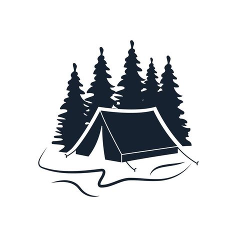 Tent Logo, Camping Illustration, Camping Tattoo, Camping Icons, Camping Clipart, Illustration Black And White, Tenda Camping, Travel Logo, Tiny House Design