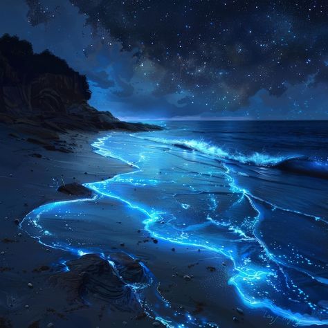 Photo midnight tide bioluminescent symph... | Premium Photo #Freepik #photo Bioluminescent Ocean, Mar Aesthetic, Fursona Inspiration, Space Ocean, Mansion House, Grain Of Sand, Futuristic Art, Mansions Homes, Image Icon