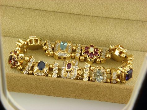 Victorian Antique Gemstone & Diamonds Slide Charm Bracelet Solid 14K Gold in Jewelry & Watches, Fine Jewelry, Fine Bracelets | eBay Slide Bracelet Charms, Slide Bracelet, Vintage Charm Bracelet, Brown Jewelry, Judith Ripka, Jewelry Armoire, Victorian Jewelry, David Yurman, Jewelry Lover