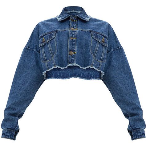 Mid Wash Cropped Denim Jacket (€40) ❤ liked on Polyvore featuring outerwear, jackets, clothes - outerwear, tops, blue jackets, cropped denim jacket, cropped jean jacket, blue cropped jacket and blue denim jacket