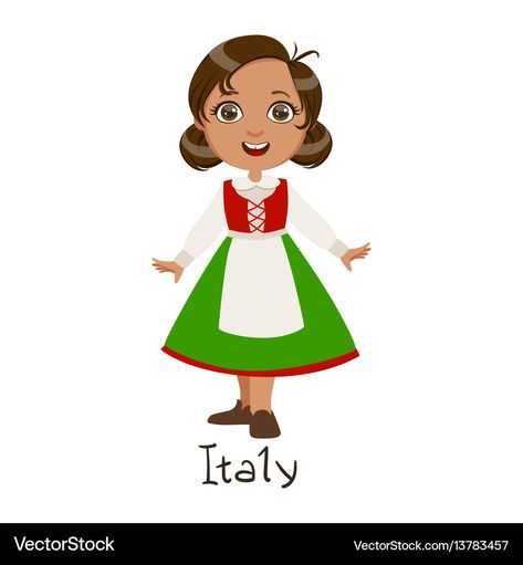 Traditional Italian Clothing, Italian Traditional Dress, Clothes Italy, Cute Vector Illustration, Italian Costume, Italian Dresses, Italy Culture, Italy Country, Cute Vector