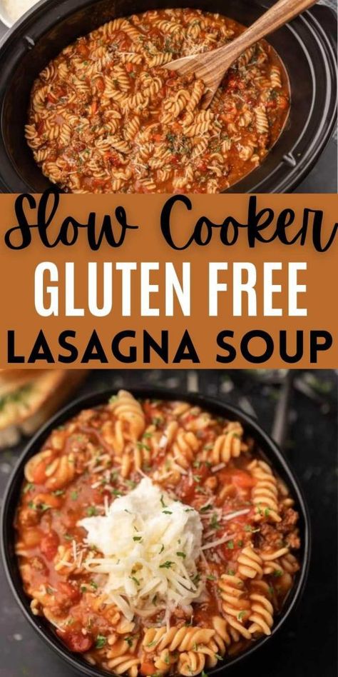 Gluten Free Crock Pot Lasagna, Gluten Free Crockpot Lasagna, Crock Pot Lasagna Soup, Gluten Free Lasagna Soup, Gluten Free Crock Pot, Gluten Free Lasagna Noodles, Eating On A Dime, Gluten Free Lasagna, Lasagna Soup Recipe