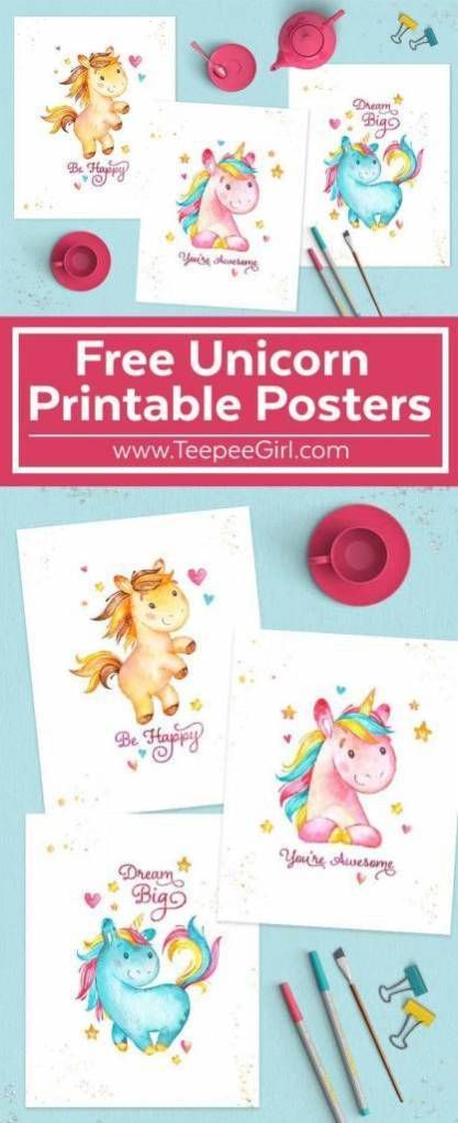 Unicorn Ideas, Unicorn Stuff, Unicorn Poster, Gratis Printables, Unicorn Printables, Unicorn Crafts, Unicorns And Mermaids, Printable Posters, Birthday Message