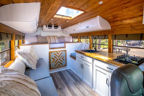 Short Bus Camper, Short Bus Skoolie, Short School Bus Conversion, Short Bus Conversion, Short School Bus, House Bus, Skoolie Conversion, School Bus House, Bus Interior