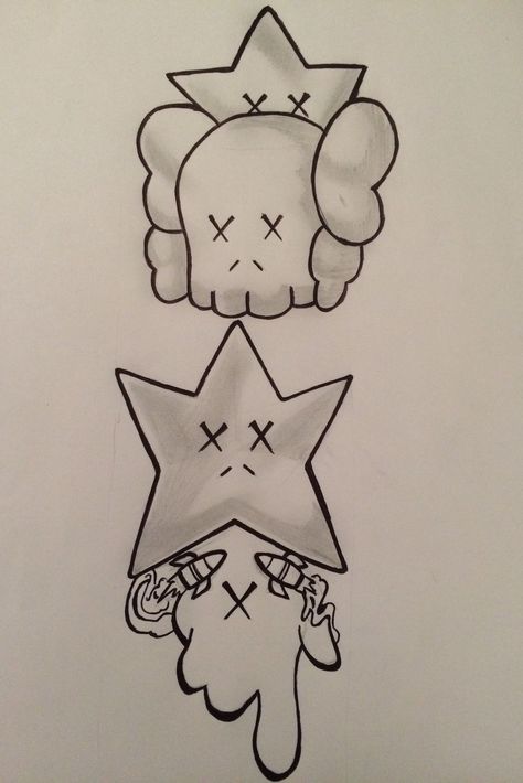 Swag Tattoo Ideas, Kaws Tattoo Ideas For Men, Kaws Tattoo Stencil, Chris Brown Tattoo Ideas, Cb Tattoo, Cartoon Tattoos For Men, Kaws Tattoo, Swag Tattoo, Blitz Tattoo