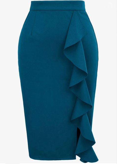 Pencil Skirt Outfits Classy, Office Skirt Outfit, Pencil Skirt Outfits Casual, Classy Skirts, Long Pencil Skirt, Ruffle Bodycon, Business Skirt, African Fashion Skirts, Pencil Skirt Outfits