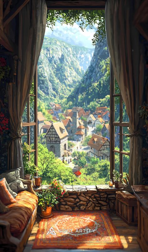 ⚠️ iPhone Users Tap/zoom in for full view ⚠️ 🌿✨ Waking up to a view that feels like a dream. A cozy corner, endless green, and a village straight out of a storybook. 🍃🏡 ❓Would you live here❓ ❅❅⋯❀⋯☃⋯❀⋯❅❅❆❆❆ Art by: @soulartify ❅❅⋯❀⋯☃⋯❀⋯❅❅❆❆❆ #midjourney #aicommunity #aiartworks #trending #trendingnow #illustration #cozy #cozyvibes #nature #cozydecor #medievalbar #conceptartist #stressrelief #stressfree #storytelling #stablediffusion #midjourneygallery #artoftheday #lofi #conceptart #studio... Cozy Decor, Cozy Corner, Art Day, A Dream, Storytelling, Concept Art, Tap, Iphone, Green