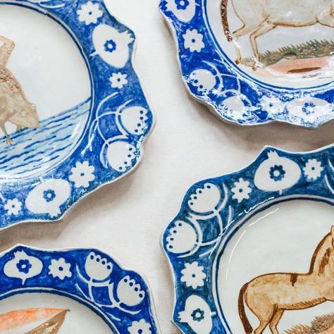 Rebekah Miles on Instagram: "8” plates- frogs, melons and horses. Available this weekend @echoparkcraftfair! 📷 @arna___" Rebekah Miles Ceramics, Ceramics Tile, Frogs, Melon, This Weekend, Tile, Horses, Restaurant, Ceramics