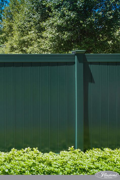 Tongue And Groove Fence, Green Fence Ideas, Green Fence Paint, Painted Wood Fence, Staining Wood Fence, Fence Paint Colours, Good Neighbor Fence, Painted Fence, Privacy Fencing