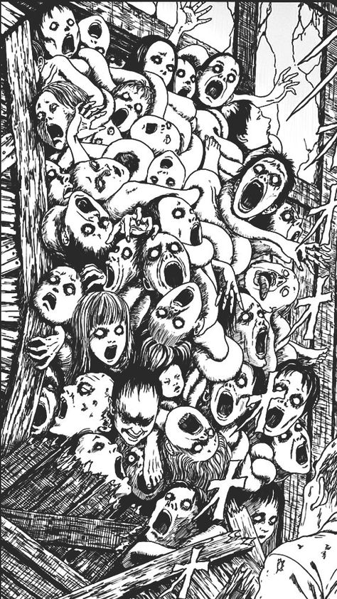 Uzumaki Manga, Horror Drawing, Japanese Horror, Creepy Tattoos, Horror Artwork, Horror Tattoo, Junji Ito, Dark Art Illustrations, Beautiful Dark Art