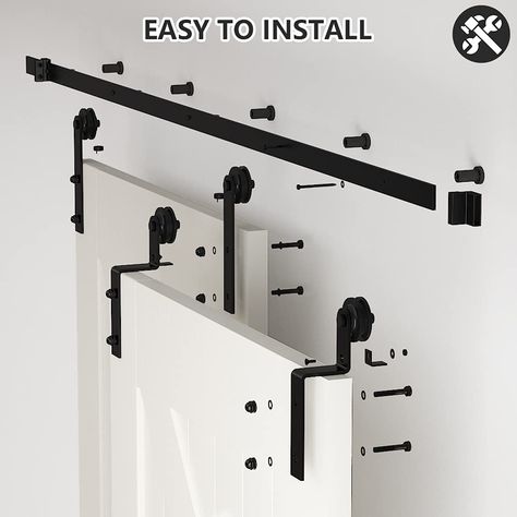 Mew House, Barn Door Track System, Bypass Barn Door Hardware, Track Door, Bypass Barn Door, Laundry Room Closet, Wardrobe Interior, Barn Door Track, Handy Man