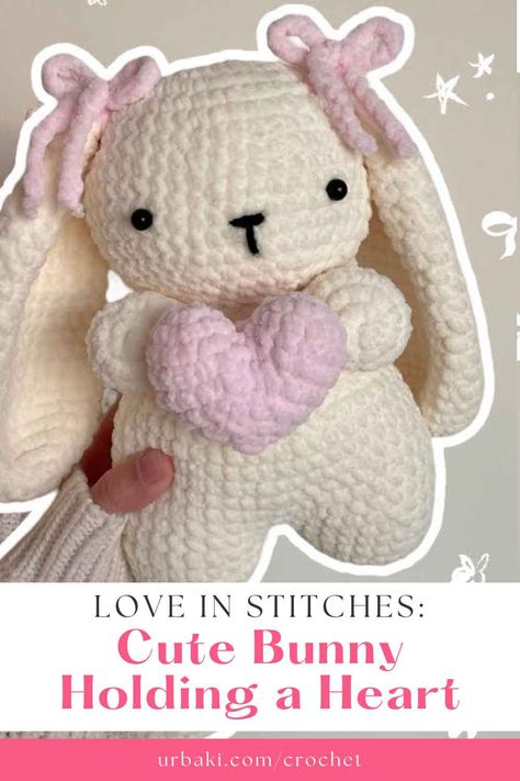 Get ready to spread some love and joy with a delightful crochet project - a cute bunny holding a heart! This tutorial will guide you through the steps of creating an adorable and huggable bunny that clutches a heart, making it the perfect handmade gift for your loved ones or a charming addition to your own crochet collection. Crocheting a cute bunny holding a heart is a wonderful way to showcase your crochet skills and create a cherished keepsake. The combination of the soft... Realistic Heart Crochet Pattern, Bunny Crochet Plush, Pink Bunny Crochet, Bunny Crochet Tutorial, Crochet Bunny With Clothes, Cute Bunny Crochet Free Pattern, Free Crochet Patterns Bunny, Crochet For Beginners Patterns, Crochet Patterns Amigurumi Animals