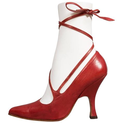 Vivienne Westwood red leather lace up stilettos, circa 1997 For Sale at 1stdibs Vivienne Westwood Heels, Burgundy High Heels, Vivienne Westwood Fashion, Red Platform Heels, Vivienne Westwood Shoes, Pirate Boots, Lizzie Hearts, Vivienne Westwood Red, Black Nike Shoes