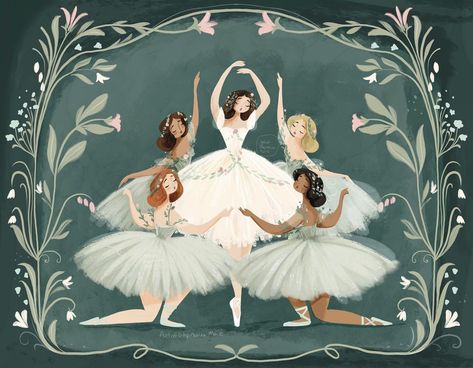 Ballet Illustration, Ballet Painting, Ballerina Art, Ballet Art, Ballet Beautiful, Art And Illustration, Children's Book Illustration, Pretty Art, Ballerinas