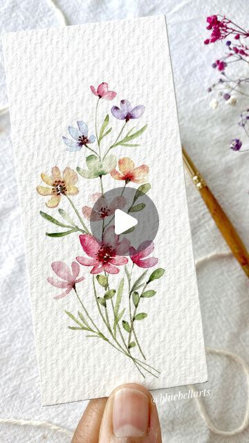 Watercolor Cards Tutorial, Watercolor Flower Bouquet Simple, Easy Flower Tutorial, Simple Watercolor Flowers, Beautiful Wednesday, Simple Bouquet, Loose Watercolor Flowers, Easy To Paint, Painting Flowers Tutorial