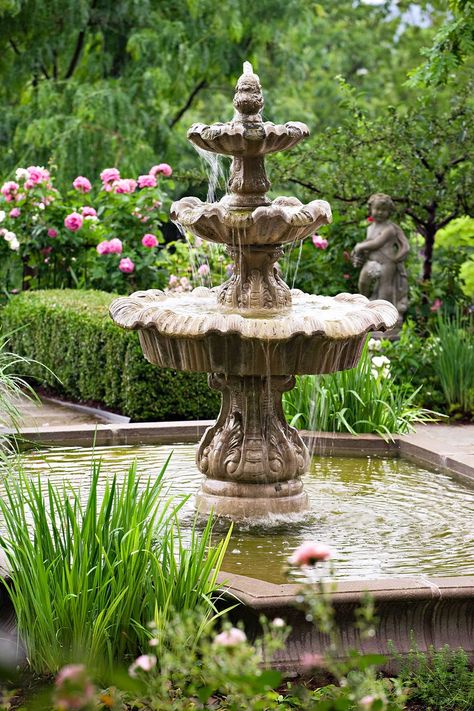 Flower Pool, Backyard Water Fountains, Water Fountain Design, Garden Water Fountains, Fountains Backyard, Fountain Design, Water Features In The Garden, Garden Fountain, Garden Fountains