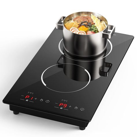 Double Induction Cooktop, Portable Induction Cooker with 2 Burner Independent Control, Ultrathin Body, 9 Temperature, 2300W-Multiple Power Levels, 2 Hour Timer, Safety Lock Electric Stove Top, Gas Stove Burner, Burner Stove, Induction Hob, Electric Cooktop, Electric Stove, Induction Cooktop, Cooking Appliances, Gas Stove