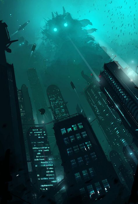 sketchboook.deviantart.com Bioshock Art, Bread Man, Underwater City, Bg Design, Scifi Fantasy Art, Arte Cyberpunk, Fantasy City, Futuristic City, Future City