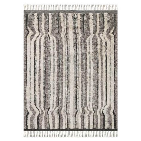 Avi Modern Classic Brown Wool Linear Patterned Shag Rug. Bohemian Elements, Style Marocain, Charcoal Rug, Loloi Rugs, Khalid, Moroccan Style, Geometric Designs, Grey Rugs, Grey Area Rug