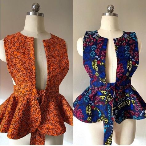 Reversible Pinafore Peplum Blouse, Ankara Peplum Top Outfits, Peplum Top Designs, Peplum Top Outfits Casual, Latest Ankara Peplum Tops, Peplum Top With Skirt, Peplum Top And Skirt, African Print Peplum Top, Ankara Top Styles